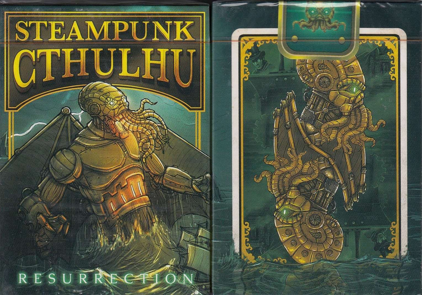 PlayingCardDecks.com-Steampunk Cthulhu Green Playing Cards EPCC