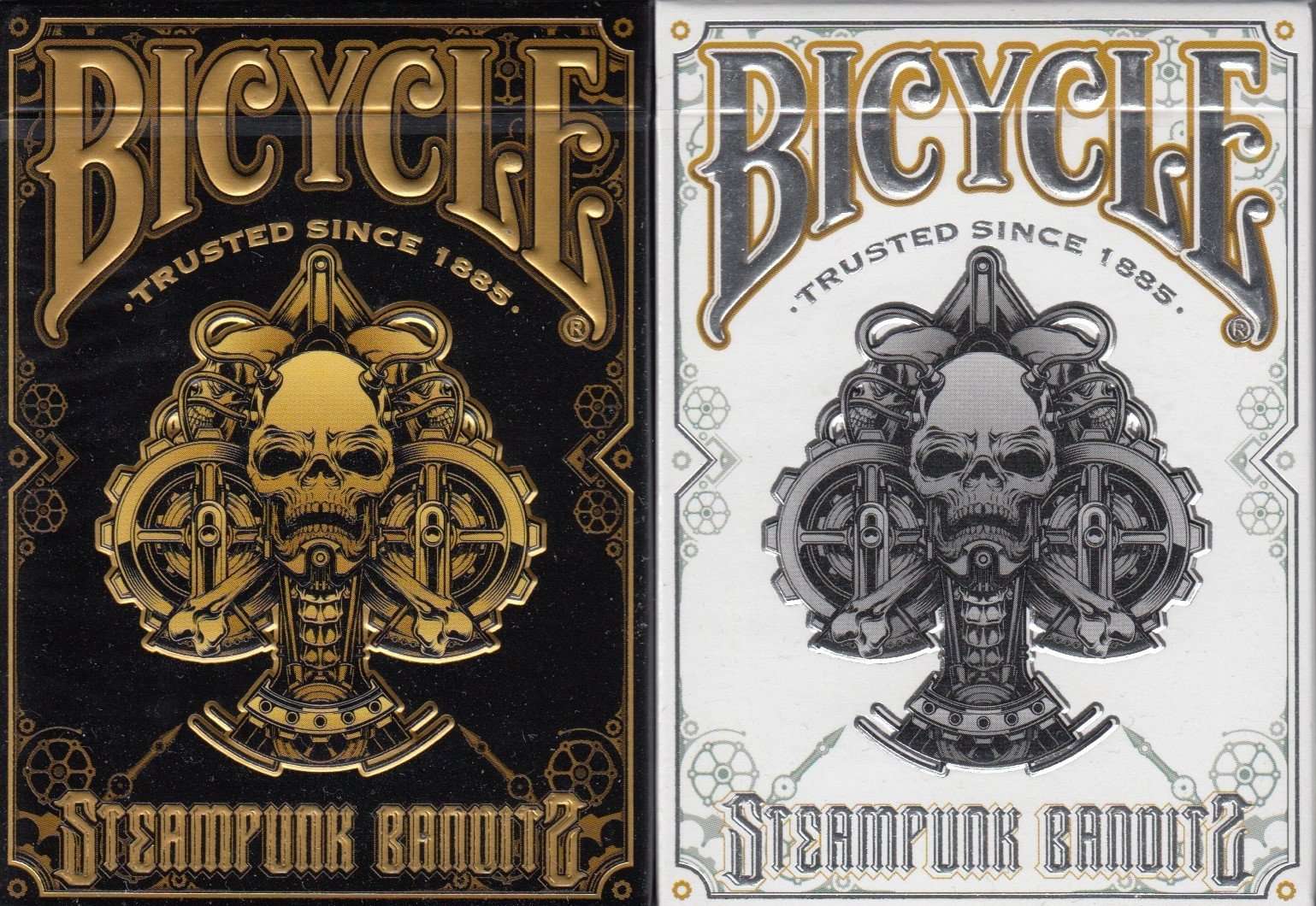 Steampunk Bandits Bicycle Playing Cards - Black & White