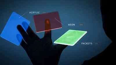 PlayingCardDecks.com-Neon Blue Deck by Sans Mind Creative 9 Piece Acrylic Cardistry Black Light Glow