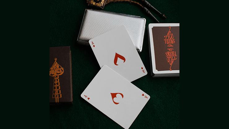 PlayingCardDecks.com-Ace Fulton's 10 Year Anniversary Brown Playing Cards USPCC