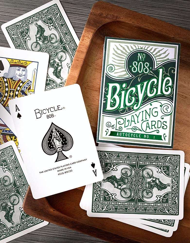 PlayingCardDecks.com-Autocycle No. 1 Green Bicycle Playing Cards