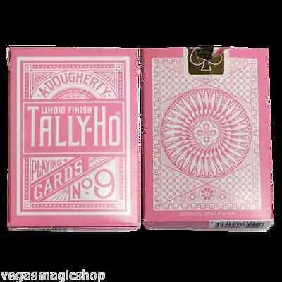 PlayingCardDecks.com-Pink Tally-Ho Reverse Circle Back Playing Cards
