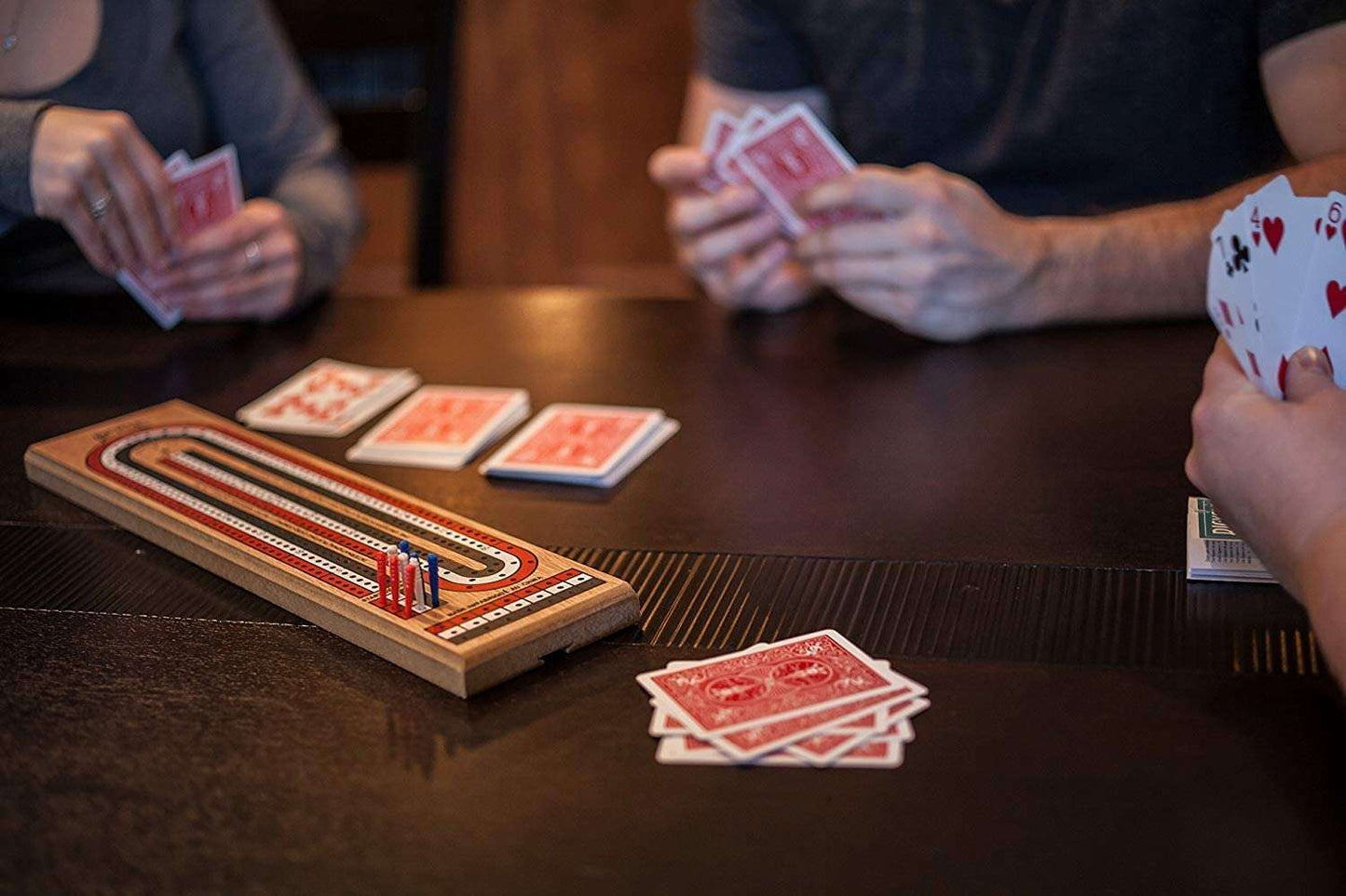 PlayingCardDecks.com-Bicycle 3-Track Color Coded Wooden Cribbage Board