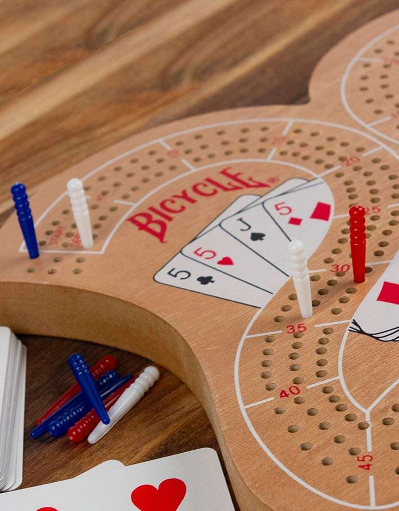 PlayingCardDecks.com-Bicycle Large 29 Wood Cribbage Board
