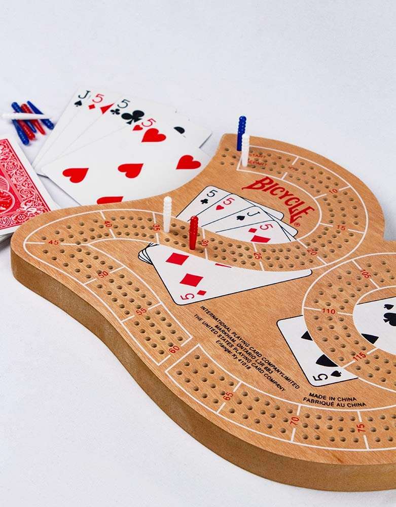 PlayingCardDecks.com-Bicycle Large 29 Wood Cribbage Board