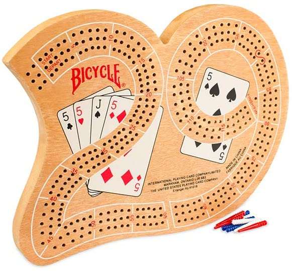 PlayingCardDecks.com-Bicycle Large 29 Wood Cribbage Board