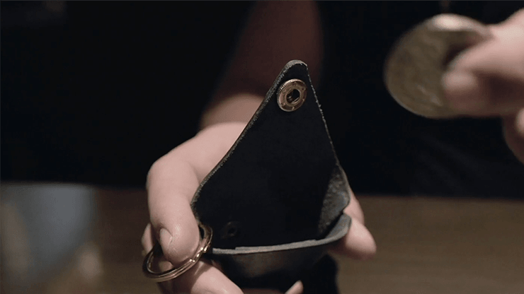 PlayingCardDecks.com-Black Leather 1/2 Dollar Size Coin Pouch