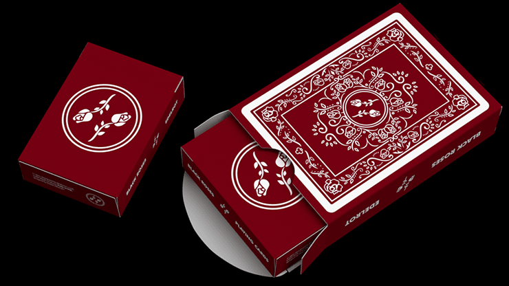 PlayingCardDecks.com-Black Roses Edelrot Mini Playing Cards 2 Deck Set WJPC