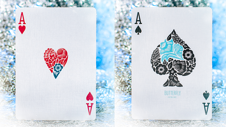 PlayingCardDecks.com-Butterfly Winter Marked Playing Cards Cartamundi