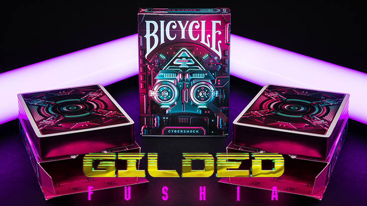 PlayingCardDecks.com-Cybershock Gilded Fushia Bicycle Playing Cards