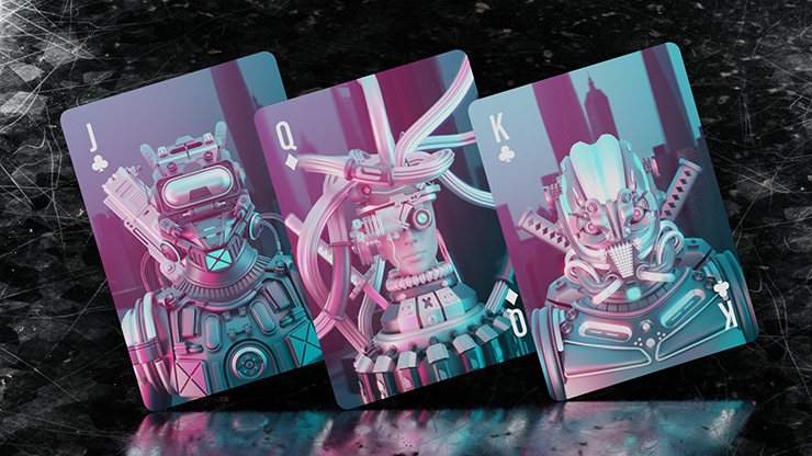 PlayingCardDecks.com-Cybershock Gilded Fushia Bicycle Playing Cards