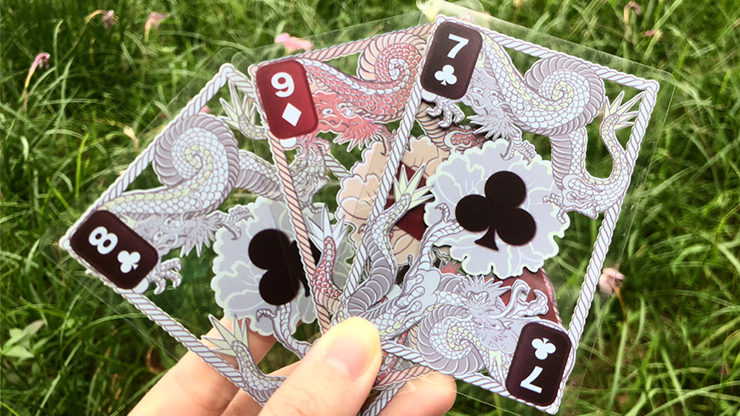 PlayingCardDecks.com-Dragon Fire Red Plastic Transparent Playing Cards