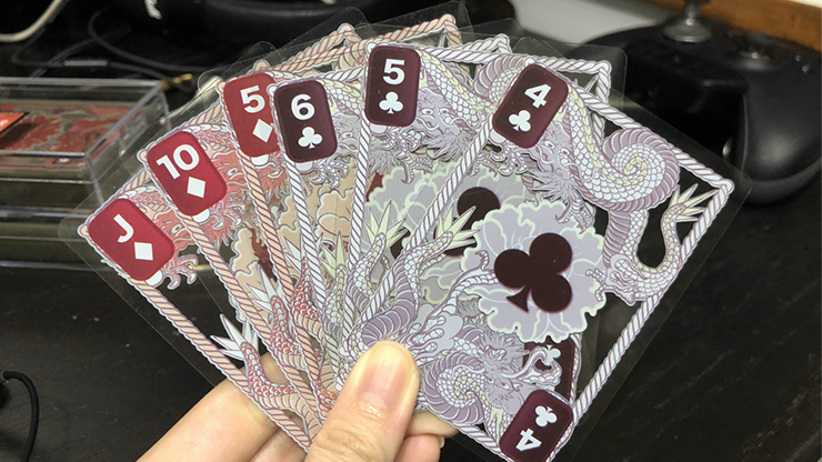 PlayingCardDecks.com-Dragon Mighty Black Plastic Transparent Playing Cards