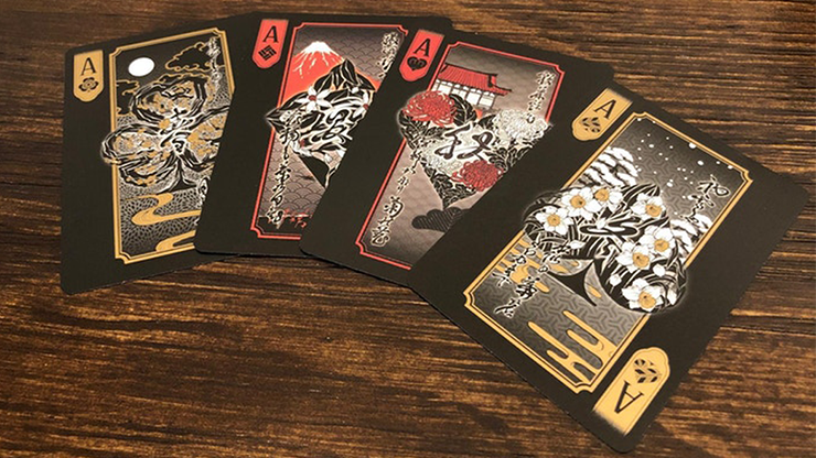 PlayingCardDecks.com-Edo Karuta Shogun Black Deluxe Playing Cards USPCC