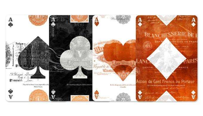 PlayingCardDecks.com-EPHEMERID v2 Gold & Copper Playing Cards 2 Deck Set NPCC