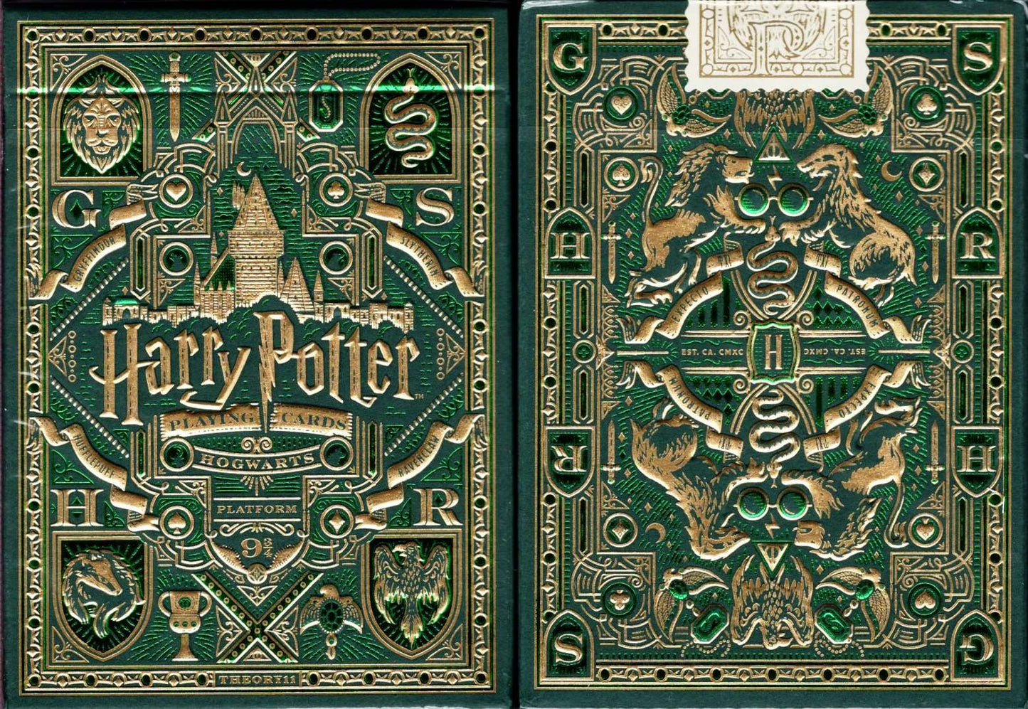 PlayingCardDecks.com-Harry Potter Slytherin Green Playing Cards USPCC
