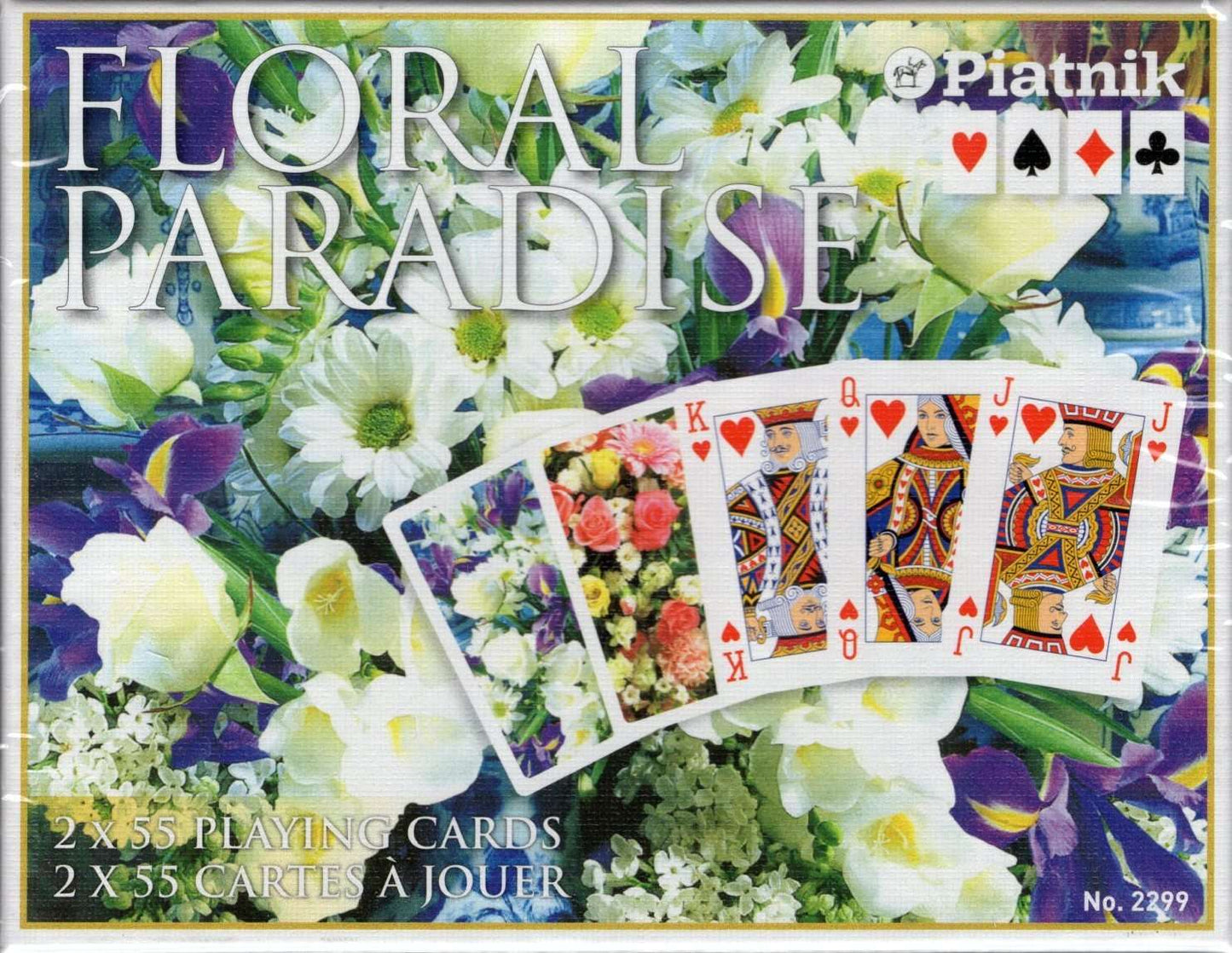 PlayingCardDecks.com-Floral Blue Box 2 Deck Set Bridge Playing Cards Piatnik