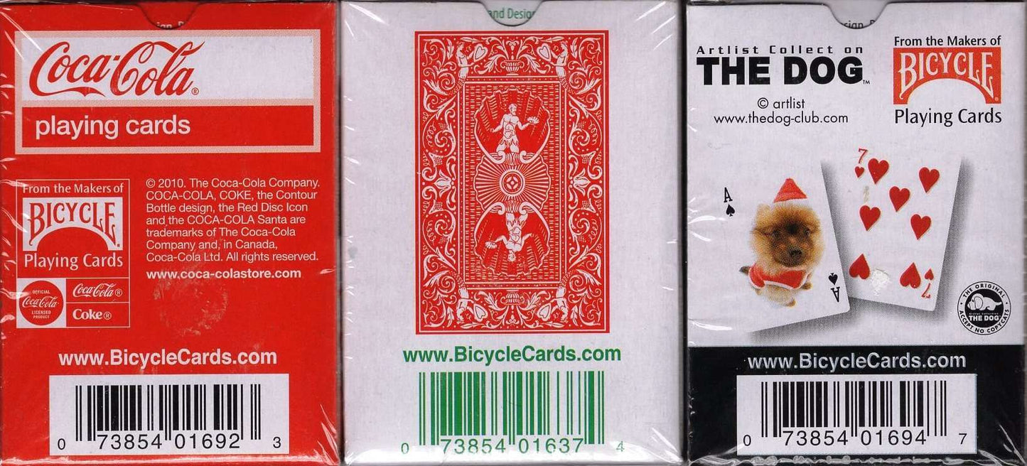 PlayingCardDecks.com-Hoyle Dog Coke 3 Deck Set Mini Holiday Playing Cards USPCC