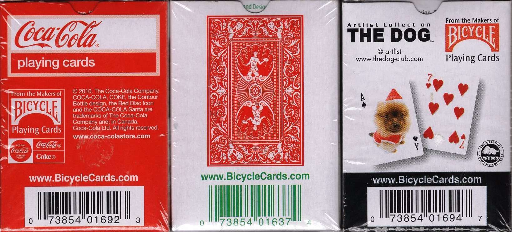 PlayingCardDecks.com-Hoyle Dog Coke 3 Deck Set Mini Holiday Playing Cards USPCC