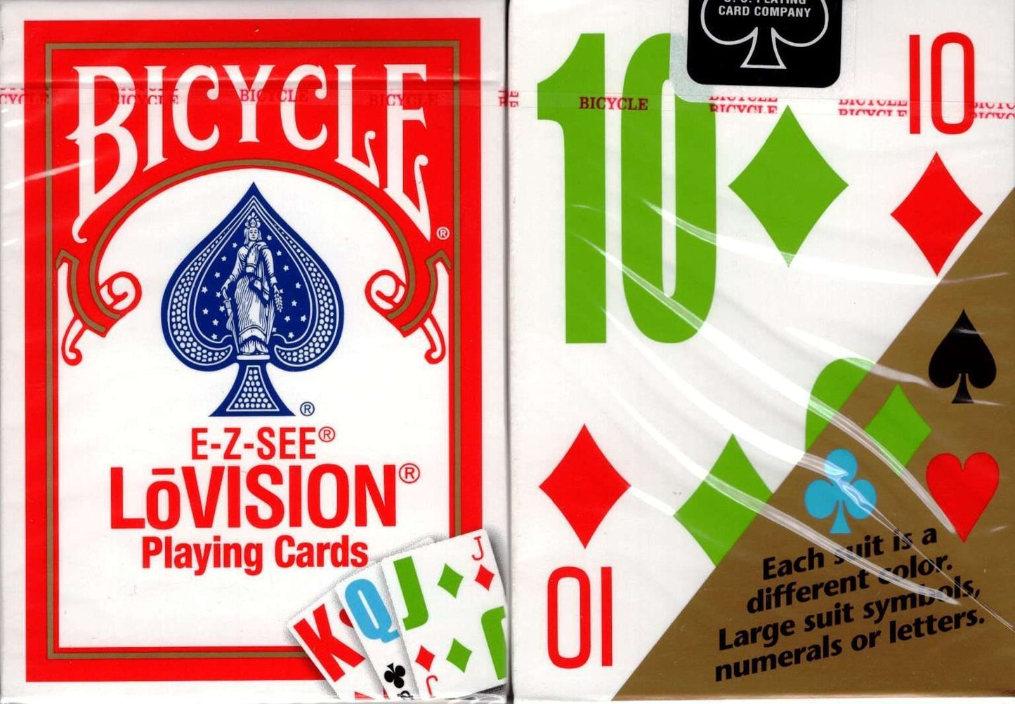 PlayingCardDecks.com-E-Z See Lo Vision Red & Blue 2 Deck Set Bicycle Playing Cards