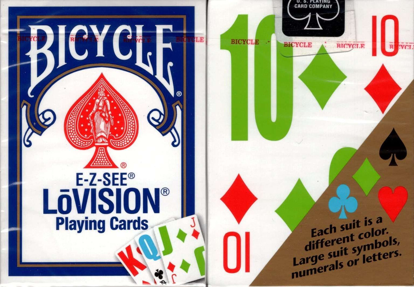 PlayingCardDecks.com-E-Z See Lo Vision Red & Blue 2 Deck Set Bicycle Playing Cards