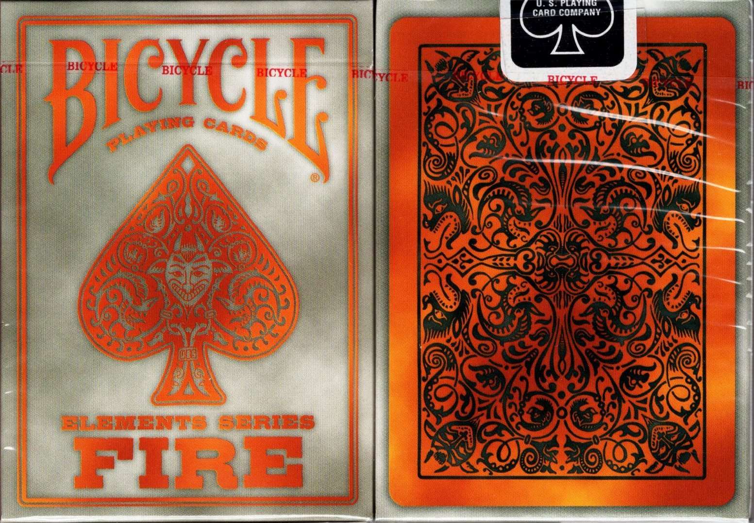 PlayingCardDecks.com-Fire Elements Series Grey Bicycle Playing Cards
