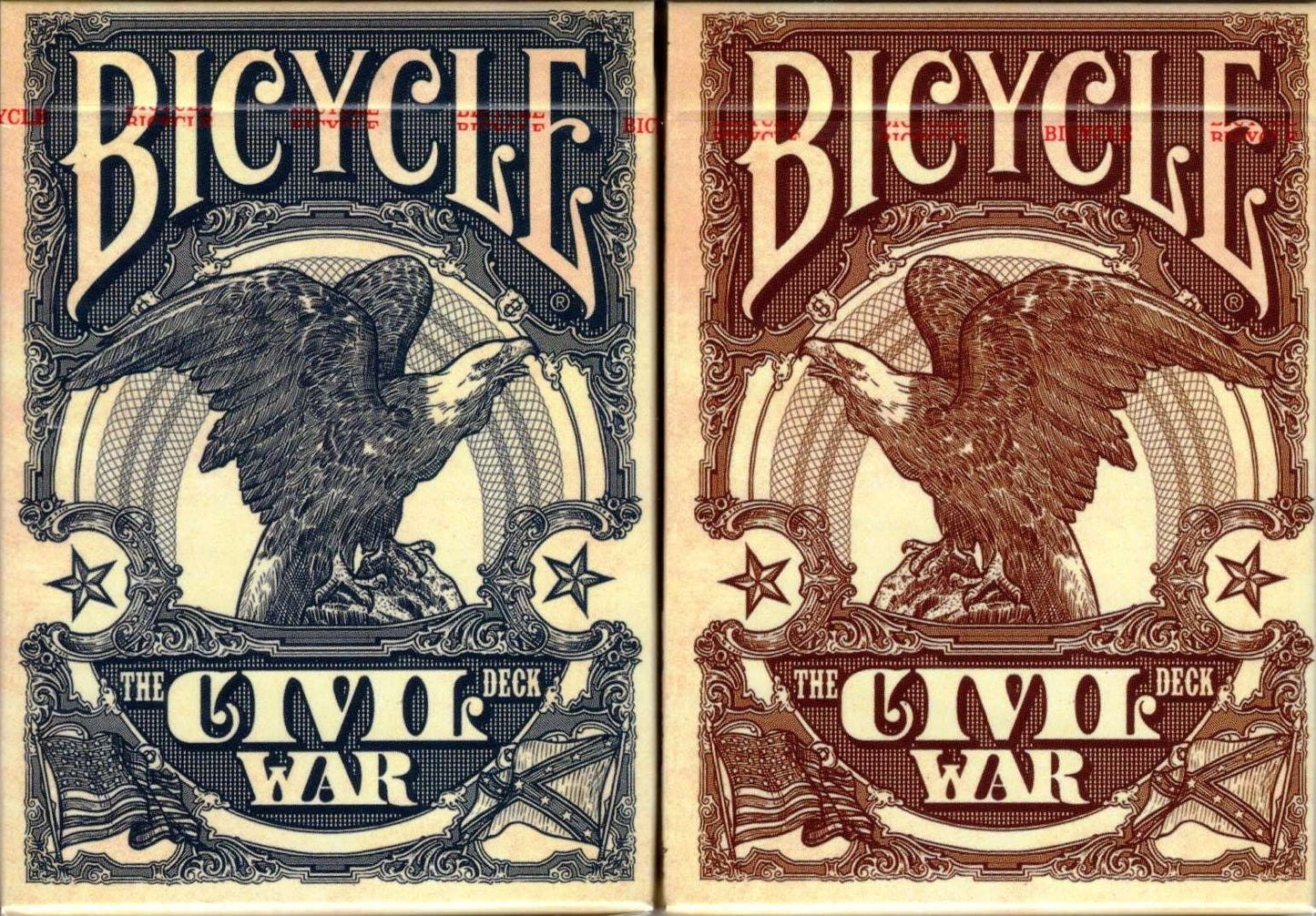 PlayingCardDecks.com-Civil War Red & Blue Deck Set Bicycle Playing Cards