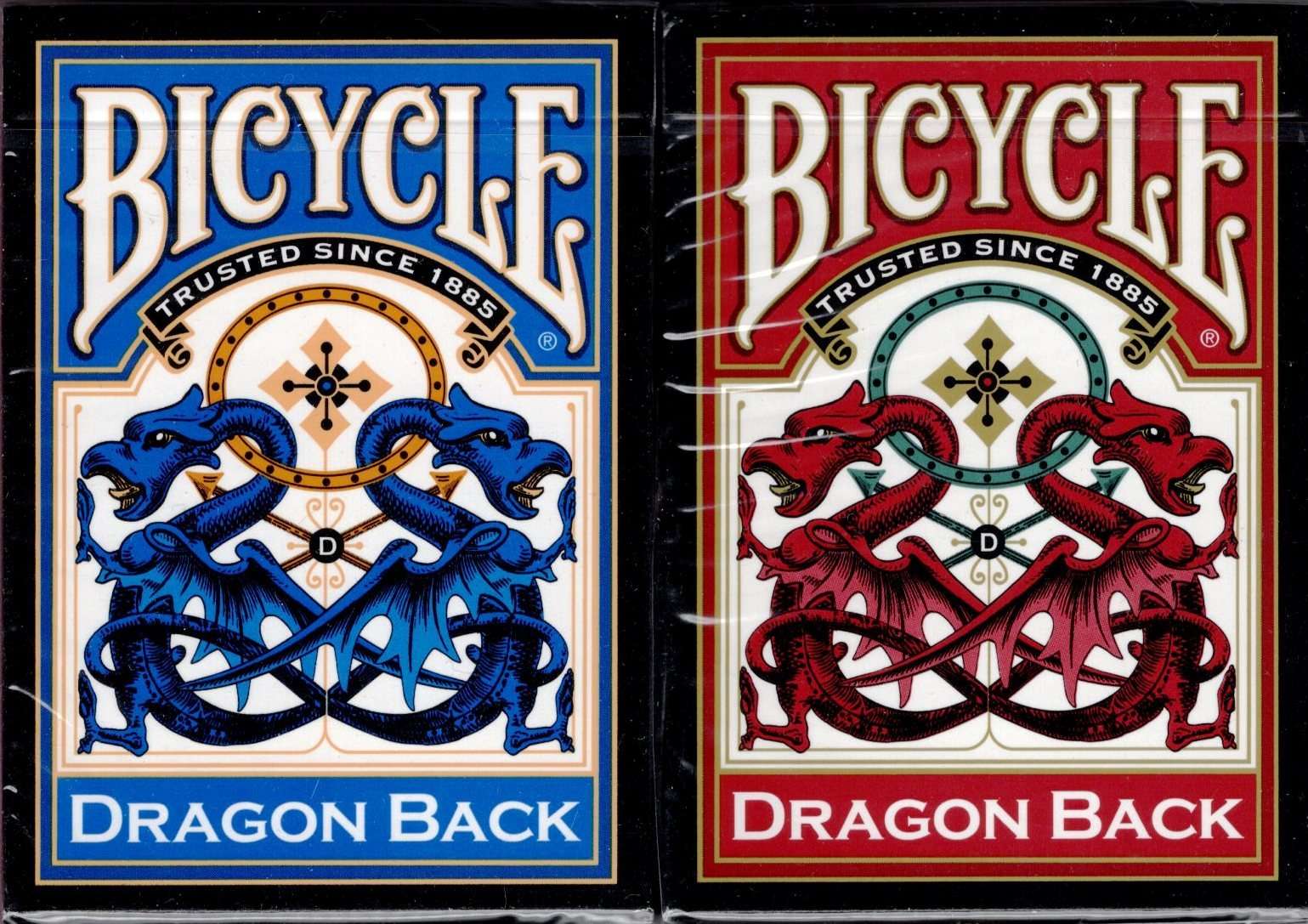 PlayingCardDecks.com-Dragon Back 2 Deck Set Red & Blue Bicycle Playing Cards