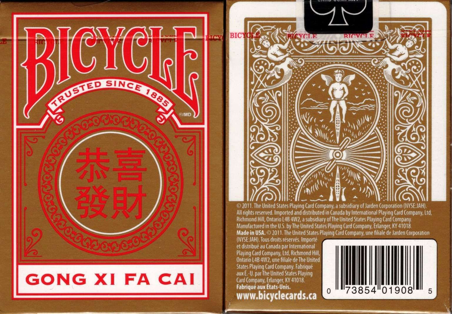 PlayingCardDecks.com-Gong Xi Fa Cai Gold Bicycle Playing Cards