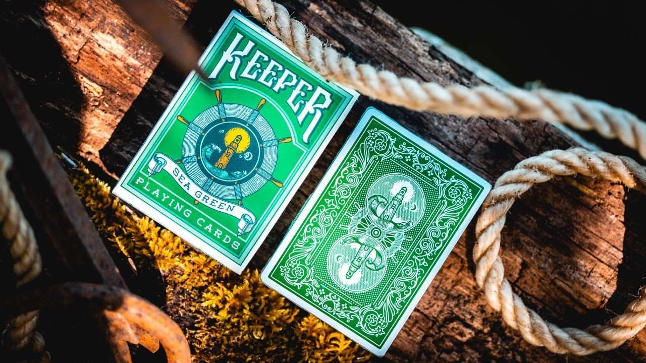 PlayingCardDecks.com-Keepers Sea Green Playing Cards Cartamundi