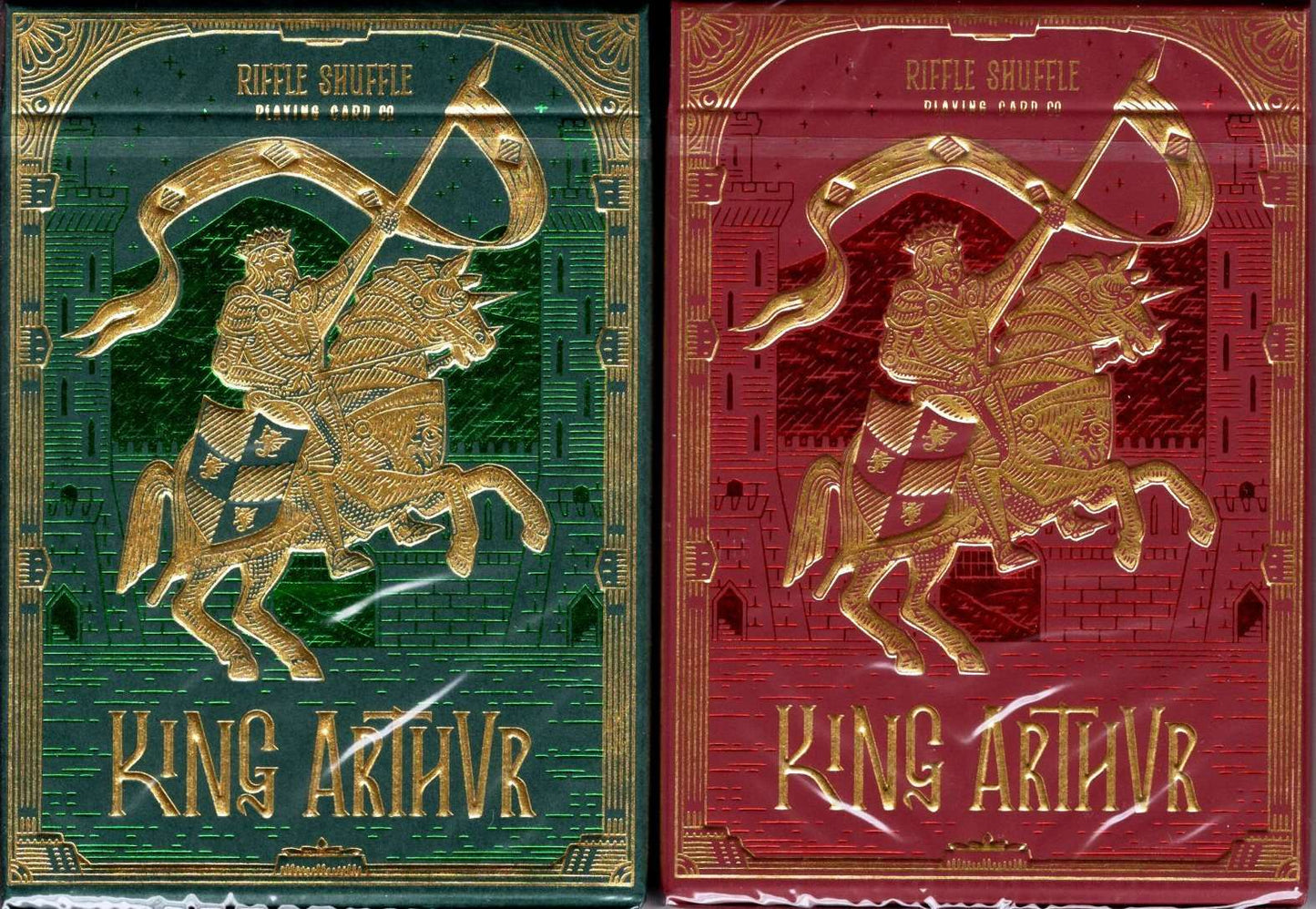 PlayingCardDecks.com-King Arthur Gilded Playing Cards 2 Deck Set