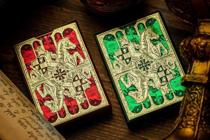 PlayingCardDecks.com-King Arthur Gilded Playing Cards 2 Deck Set
