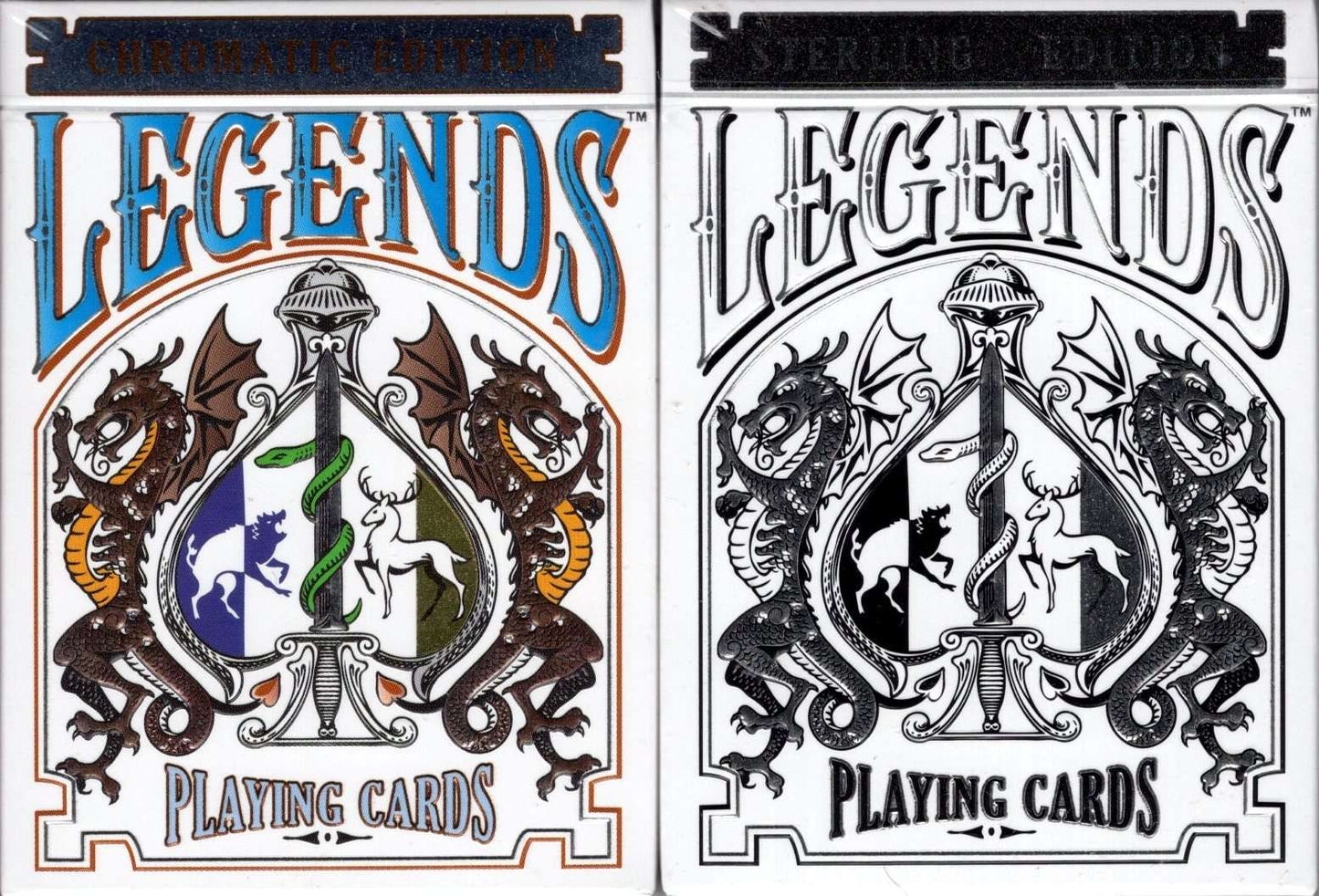 PlayingCardDecks.com-Legends Chromatic & Sterling Playing Cards 2 Deck Set LPCC