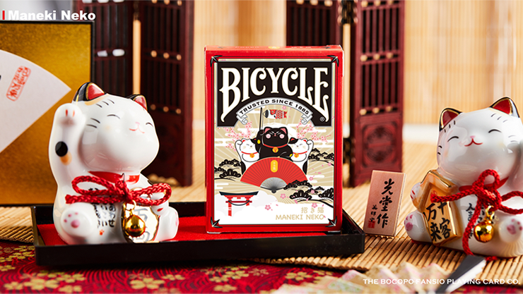 PlayingCardDecks.com-Maneki Neko Red Bicycle Playing Cards