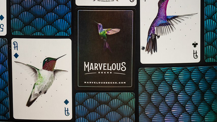 PlayingCardDecks.com-Marvelous Hummingbird Feathers Blue Playing Cards Cartamundi