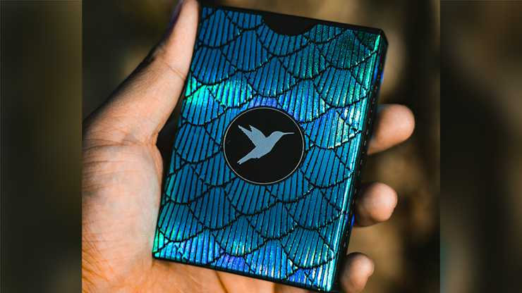 PlayingCardDecks.com-Marvelous Hummingbird Feathers Blue Playing Cards Cartamundi