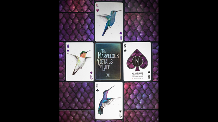 PlayingCardDecks.com-Marvelous Hummingbird Feathers Purple Playing Cards Cartamundi