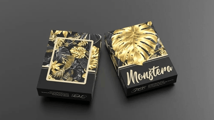 PlayingCardDecks.com-Monstera Black Playing Cards TCC