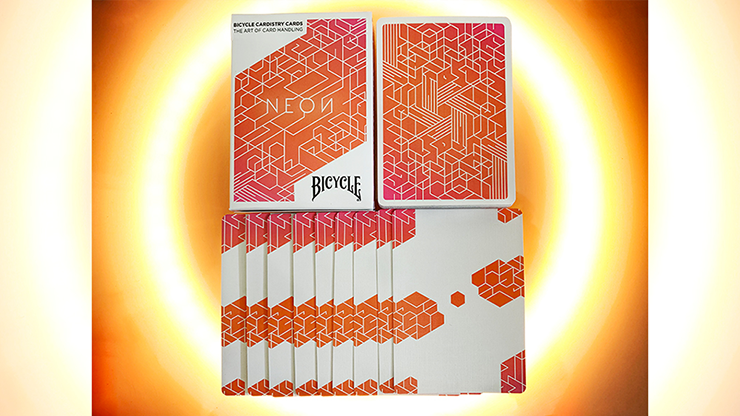PlayingCardDecks.com-Neon Orange Bump Bicycle Cardistry Cards