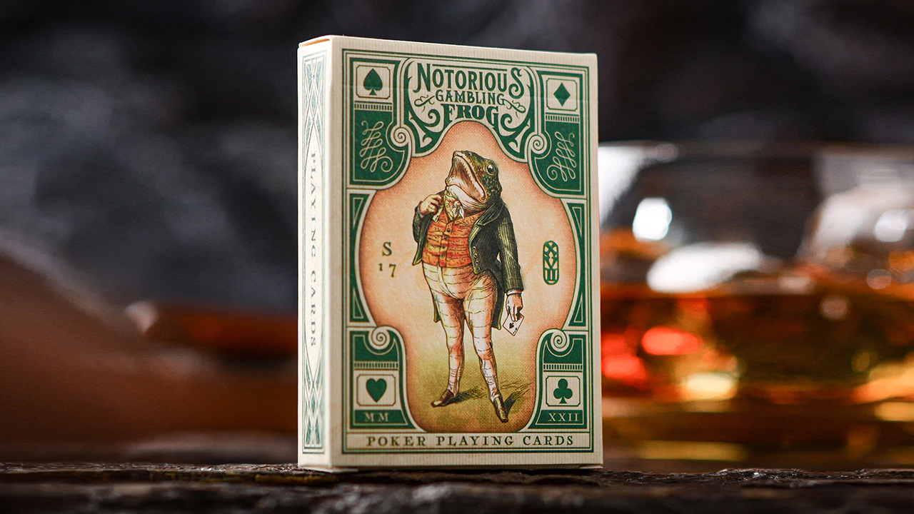 PlayingCardDecks.com-Notorious Gambling Frog Green Playing Cards WJPC