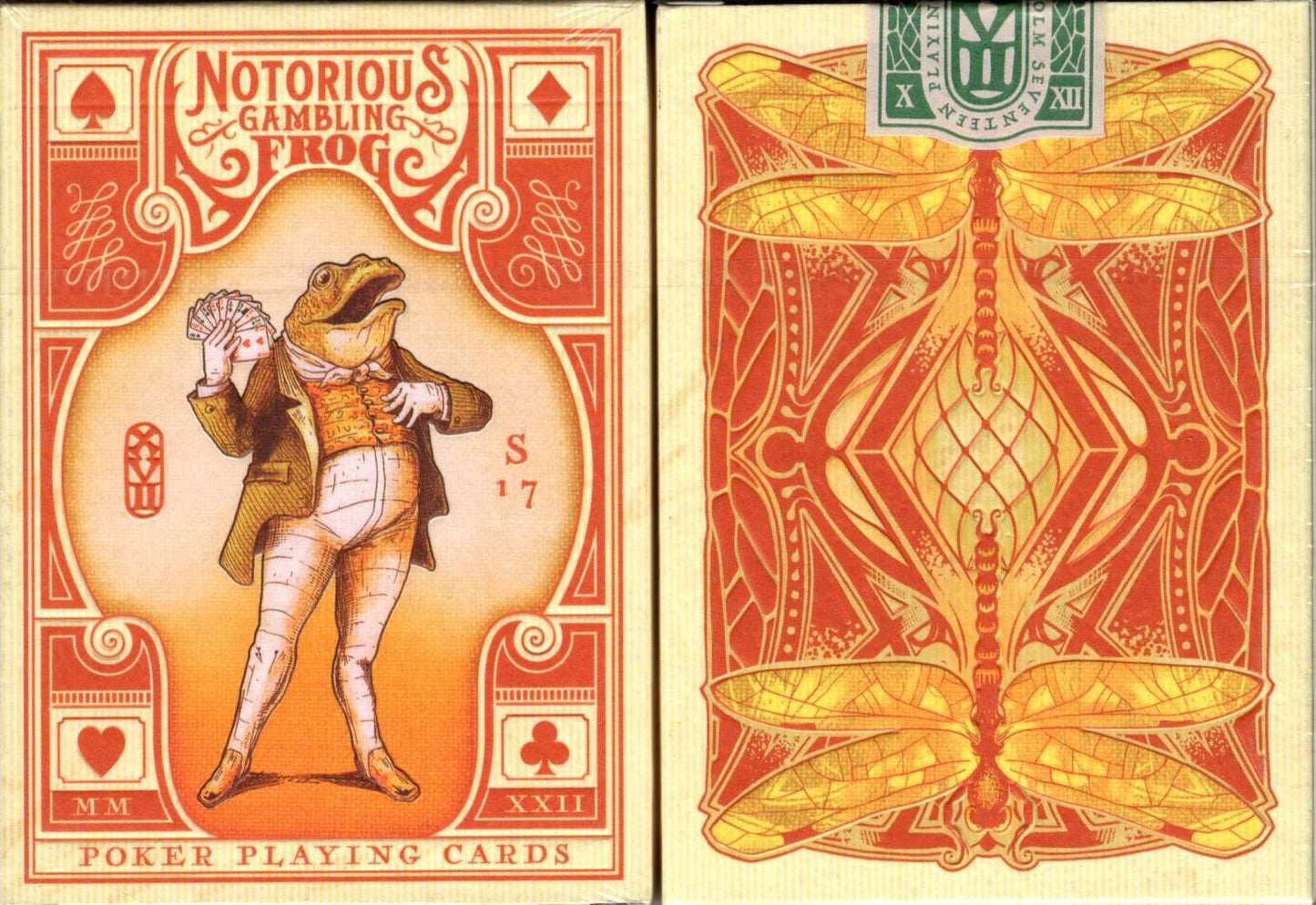 PlayingCardDecks.com-Notorious Gambling Frog Orange Playing Cards WJPC