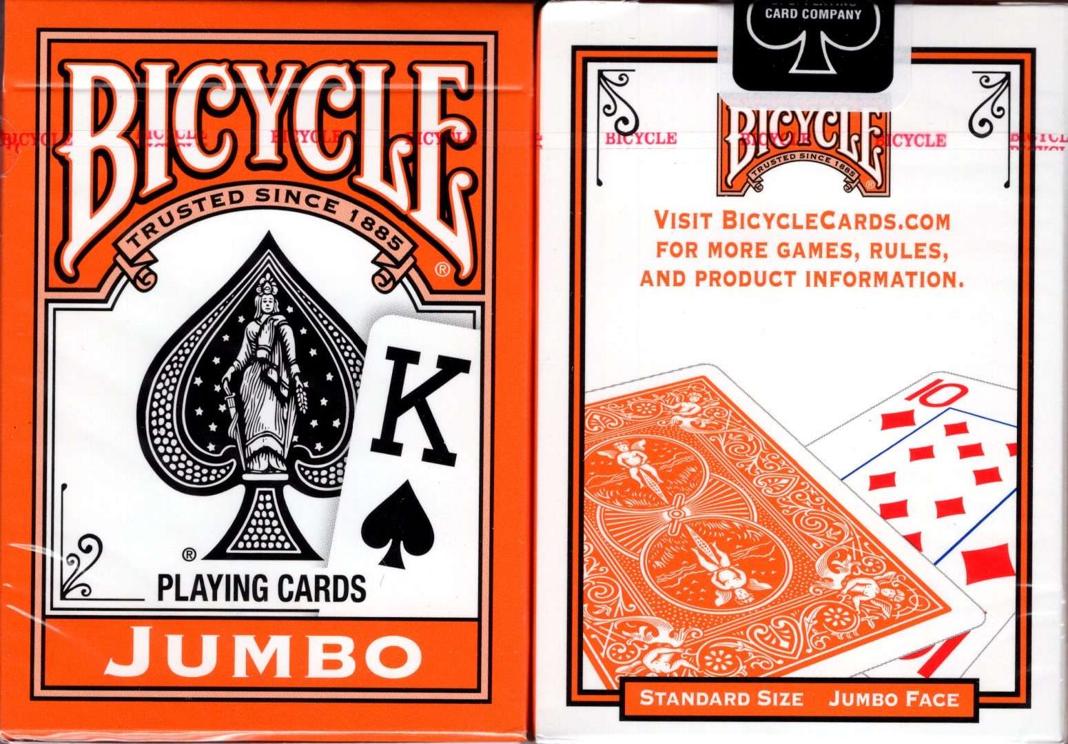 Orange Jumbo Index Bicycle Playing Cards