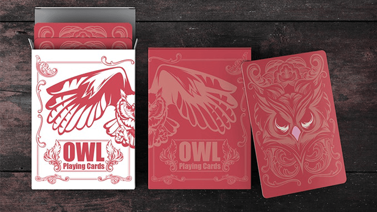 PlayingCardDecks.com-Owl Red Playing Cards HCPC