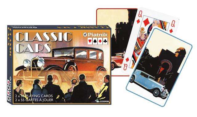 PlayingCardDecks.com-Classic Cars 2 Deck Set Bridge Playing Cards Piatnik