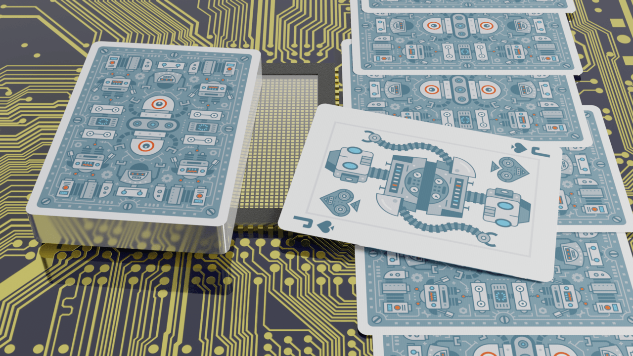 PlayingCardDecks.com-Robot Gilded Bicycle Playing Cards