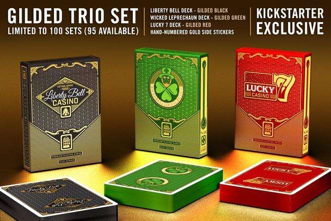 PlayingCardDecks.com-Slots Gilded 3 Deck Set v1 Playing Cards
