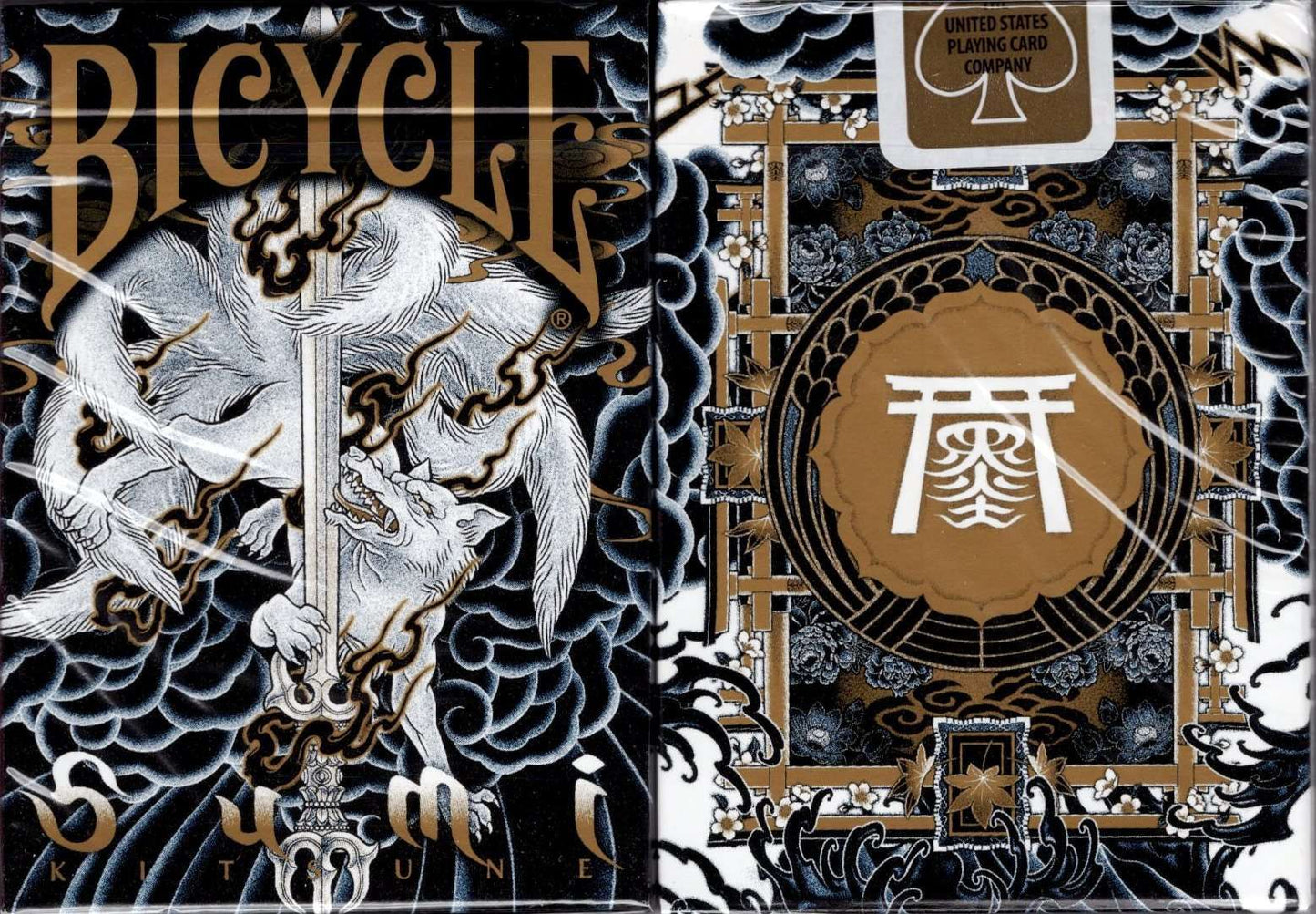 PlayingCardDecks.com-Sumi Kitsune Bicycle Playing Cards: Myth Maker Gold