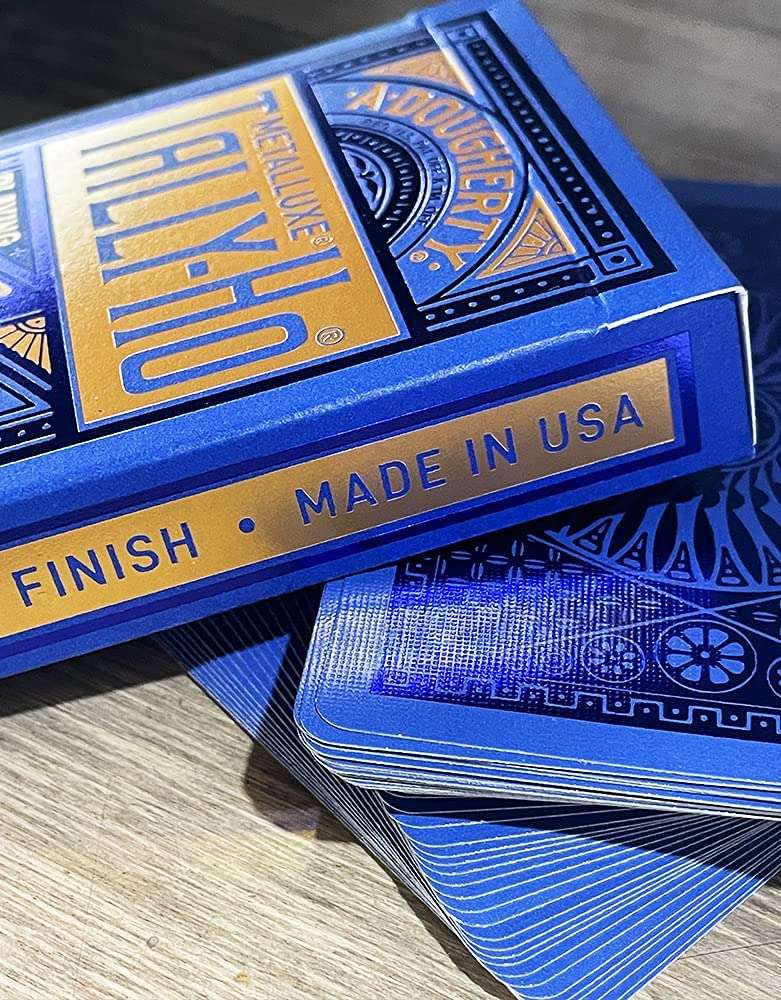 PlayingCardDecks.com-Tally-Ho MetalLuxe Blue Playing Cards