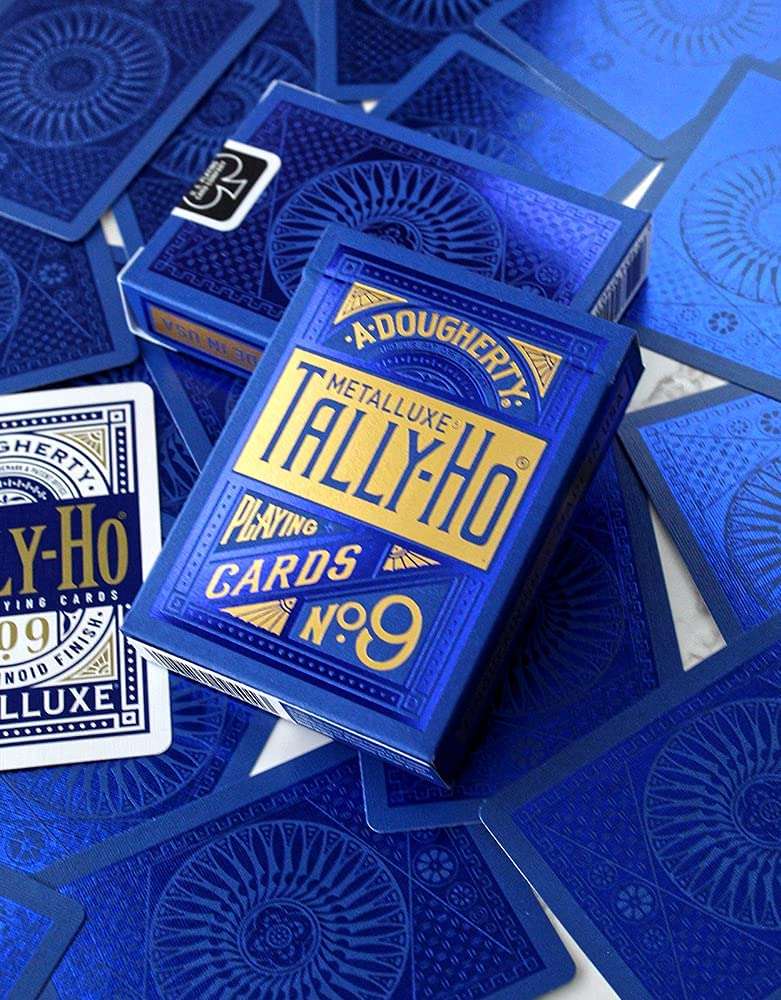 PlayingCardDecks.com-Tally-Ho MetalLuxe Blue Playing Cards