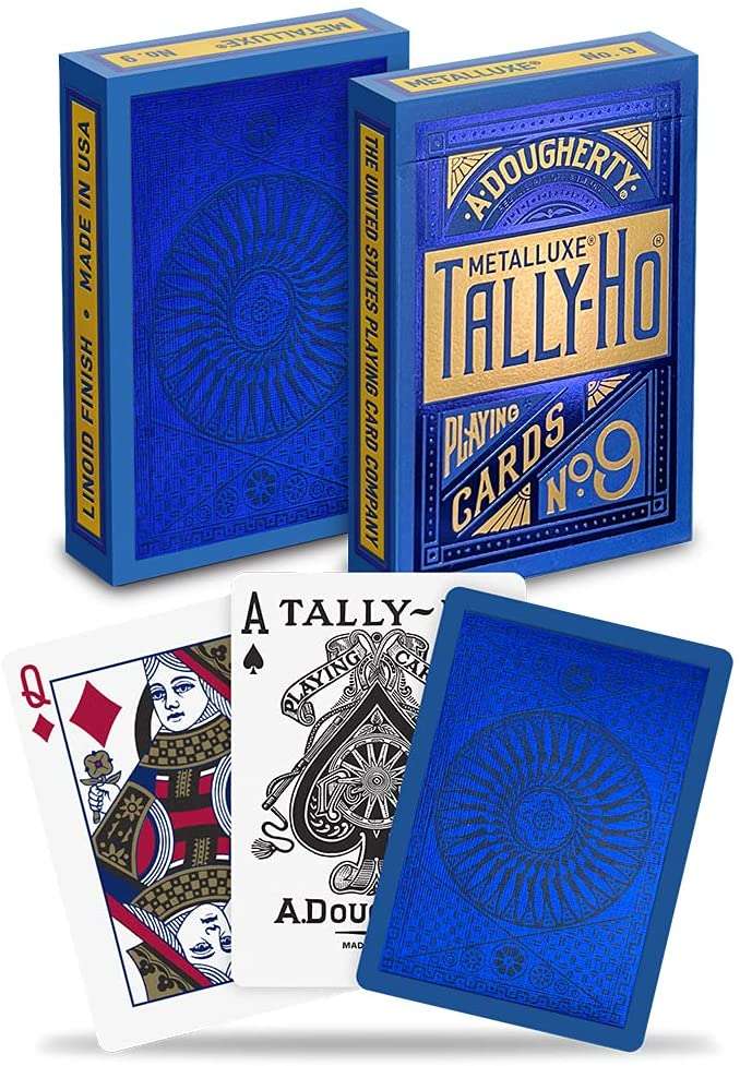 PlayingCardDecks.com-Tally-Ho MetalLuxe Blue Playing Cards